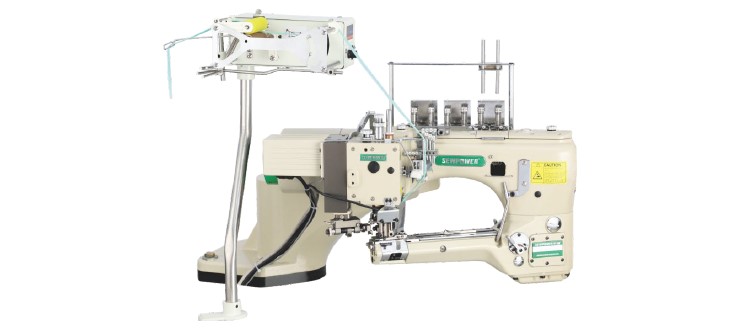 SP-740AMG-01-452-G0-ETK-VD/DS/SL Stepping rail high-speed feed-off-the-arm type four-needle six thread flat-seaming sewing machine (with Auto tape feeding device)